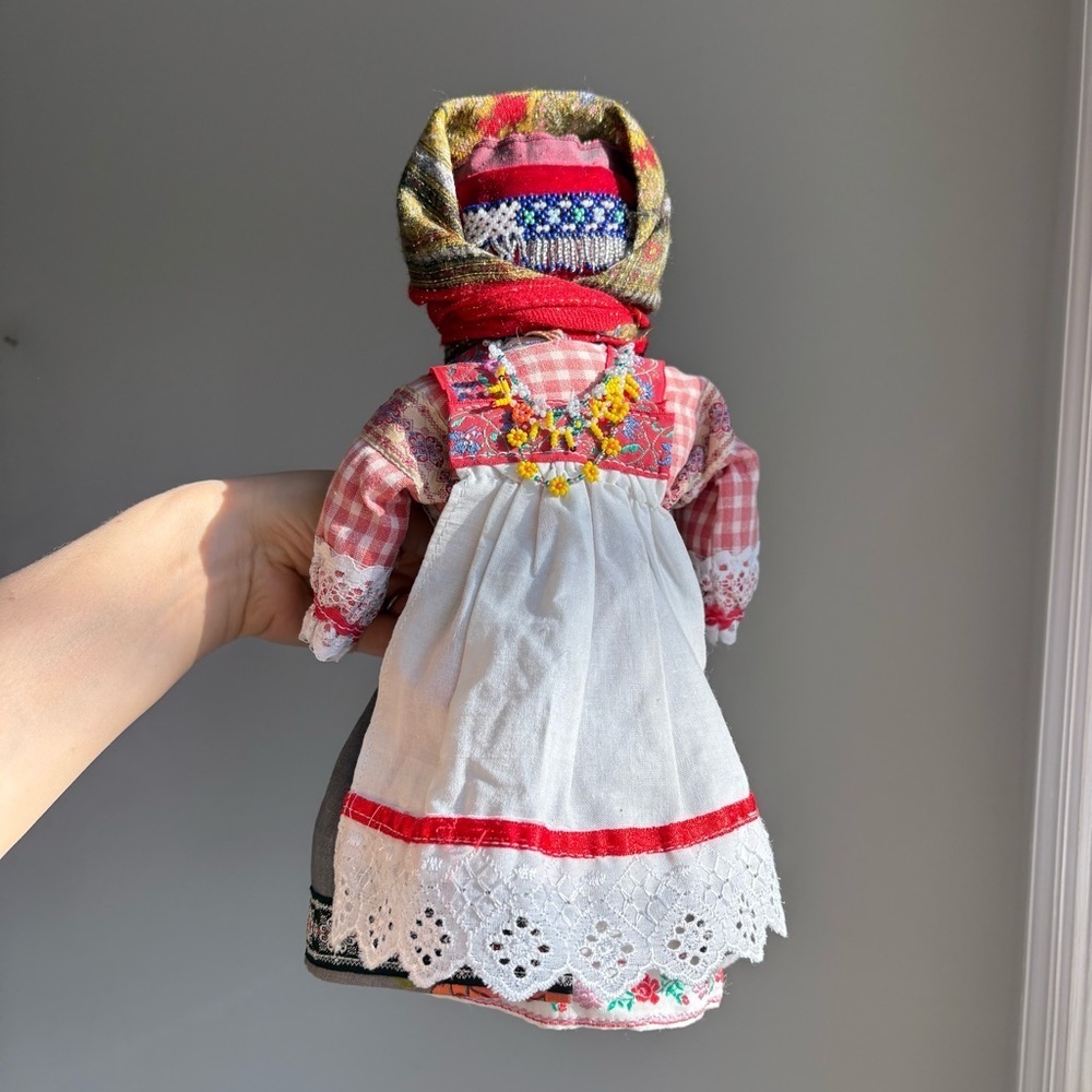 Vintage handmade faceless traditional folk rag doll fabric beads necklace RARE - Picture 6 of 16